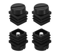 QUARKZMAN 4Pcs Patas Niveladoras de Muebles, M6x20x20mm Plástico Ajustable Patas de Muebles Niveladoras Insertos Roscados Cuadrados para Deslizadores de Mesa Silla Muebles, Negro