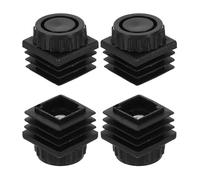 QUARKZMAN 4Pcs Patas Niveladoras de Muebles, M8x25x25mm Plástico Ajustable para Muebles Insertos Roscados Cuadrados Deslizantes Niveladores para Mesa Silla Muebles, Negro