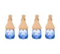 QUARKZMAN 4Pcs Perfume Colgante Para Auto Botella De Aroma 8ml Colgante Vacía De Vidrio Transparente/Azul Oscuro Difusor De Aromaterapia Con Tapa De Madera (Transparente/Azul Oscuro Rombo)