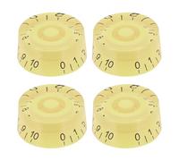 QUARKZMAN 4pcs Perillas Para Guitarra Amarillo Brillante Perilla Control Velocidad Volumen Y Tono 1.03x0.45 Pulgadas Tapas Perillas Para Guitarra Repuestos (Amarillo Brillante Letras Negras)