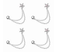 QUARKZMAN 4Pcs Pines Magnéticos para Ropa, Pinzas en Forma de Estrella, Clips Bontones Magnéticos de Metal con Cadena para Hiyab, Pañuelos, Pantalones y Broches, Plateado