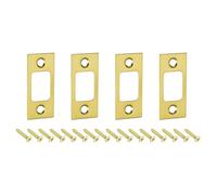 QUARKZMAN 4pcs Placa de Golpe de Puerta, Placa de Cierre de Seguridad con Kit de M4 Tornillos en Angulo Recto de Acero Inoxidable para Refuerzo de Marco de Puerta, 57x25.5mm, Dorado