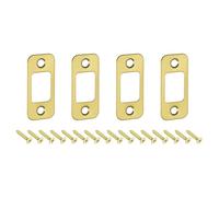 QUARKZMAN 4pcs Placa de Golpe de Puerta, Placa de Cierre de Seguridad con Kit de M4 Tornillos en Esquina Redondeada de Acero Inoxidable para Refuerzo de Marco de Puerta, 57x25.5mm, Dorado