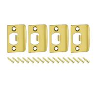 QUARKZMAN 4pcs Placa de Golpe de Puerta, Placa de Cierre de Seguridad con Kit de M4 Tornillos en Forma D Angulo Recto de Acero Inoxidable para Refuerzo de Marco de Puerta, 57x45mm, Dorado