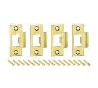 QUARKZMAN 4pcs Placa de Golpe de Puerta, Placa de Cierre de Seguridad con Kit de M4 Tornillos en Forma T de Acero Inoxidable para Refuerzo de Marco de Puerta, 70x40.3mm, Dorado