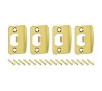 QUARKZMAN 4pcs Placa de Golpe de Puerta, Placa de Cierre de Seguridad con Kit de M4 Tornillos en Forma D de Acero Inoxidable para Refuerzo de Marco de Puerta, 57x45mm, Dorado