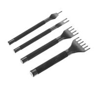 QUARKZMAN 4Pcs Punzón Para Costura De Cuero 5mm 1/2/4/6 Púas De Acero Al Carbono Herramienta Para Hacer Agujeros En Cuero Cincel Para Manualidades Carteras Monederos Portatarjetas PortaNegro