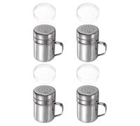 QUARKZMAN 4Pcs Saleros de Especias de Acero Inoxidable de 6 Onzas con Asa y Tapa para Sal, Azúcar, Harina