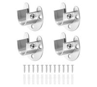QUARKZMAN 4Pcs Soportes De Extremo De Barra De Armario, 0.75" Soporte De Barra De Brida De Acero Inoxidable Con Tornillos Para Armario De Baño O Cortina, Plateado