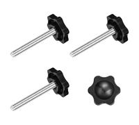 QUARKZMAN 4Pcs Tornillo de Sujeción, M6 x 45mm Estrella en Forma de Hexágono Perillas de Plástico Manija de Tornillo de Apriete Manual para Base de Sombrilla Muebles Mecánicos, 25mm Dia