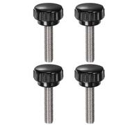 QUARKZMAN 4pcs Tornillo Moleteado, M8x35mm Tornillo de Pulgar de Rosca Macho Pomos de Sujeción Moleteados Métricos de Acero Inoxidable Perilla de Perno de Estudio Tornillo de Apriete, Negro