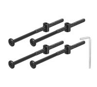 QUARKZMAN 4Pcs Tornillos de Cabeza Hexagonal con Tuercas de Barril, M6 x 110mm Tornillos de Muebles con Llave para Sillas, Negro