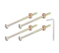 QUARKZMAN 4Pcs Tornillos de Cabeza Hexagonal con Tuercas de Barril, M6 x 110mm Tornillos de Muebles con Llave para Sillas, Color Bronce