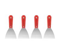 QUARKZMAN 4uds Agramasa Cuchillo 3,9" Ancho Carbono Acero Hoja Metal Agramasa Rascador, Flexible Yeso Espátula para Yeso Paneles Reparación y Agramasa, Rojo