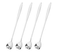 QUARKZMAN 4uds Inoxidable Acero Flores Cuchara 7 Pulgada Largo Mango Corazón Cucharadita Hielo Crema Cuchara Café Cucharas para Cóctel Revolver Mezclar, Plata