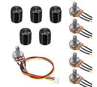 QUARKZMAN 5 Juegos WH148 B2K Ohm Potenciómetro Kit, 3 Pasadores Variable Resistencias Simples Lineales Rotativo Potenciómetro con 20cm Cable, Negro Giratorias Perillas