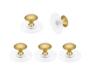 QUARKZMAN 5 Pack Pomo Adhesivo Para Gabinete, Pomos De Cajón Autoadhesivos De Acero Inoxidable, Tirador Instantáneo Redondo Sin Taladro Para Cajón De Armario O Alacena, Dorado/Transparente