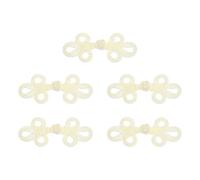 QUARKZMAN 5 Pares de Botones de Sapo de Nudos Chinos Cierre Blanco Cremoso Botones de Costura para Hacer Abrigos Capas Suéteres Trajes de Novia
