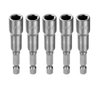 QUARKZMAN 5 Pcs de Barrenas de Conductor de Tuerca Hexagonal 5/16" 6 Puntos Socket 1/4" Vástago Hexagonal Conductor de Tuerca de Acero Cr-V Cambio Rápido, Tono Plateado