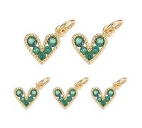 QUARKZMAN 5 Pcs Dije Corazón Verde Lote De Mini Colgantes Corazón Verde