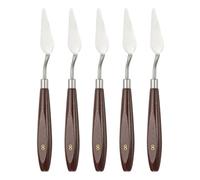 QUARKZMAN 5 Pcs Espátula De Pintura 2.09 X 0.75 Acero Inox Espátulas Paleta Raspadores Herramientas Con Mango De Madera De Haya Para Acrílico Óleo Lienzo Mezcla Extensión Rojo/Plateado
