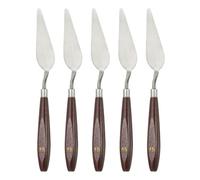 QUARKZMAN 5 Pcs Espátula De Pintura 3.27 X 1.06 Acero Inox Espátulas Paleta Raspadores Herramientas Con Mango De Madera De Haya Para Acrílico Óleo Lienzo Mezcla Extendido Rojo/Plateado