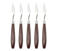 QUARKZMAN 5 Pcs Espátula De Pintura Herramienta De Paleta 1.85 X 0.59 Acero Inox Espátulas De Arte Paletas Raspadores Herramientas Con Mango De Madera De Haya Para Mezcla Rojo/Plateado