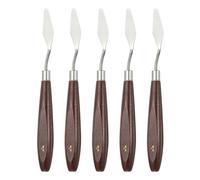 QUARKZMAN 5 Pcs Espátula Para Pintar 1.77 X 0.55 Acero Inox Espátulas Paleta Raspadores Herramientas Con Mango De Madera De Haya Para Acrílico Óleo Lienzo Mezcla Extensión Rojo/Plateado