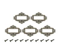 QUARKZMAN 5 Pcs Porta Etichette In Metallo 5.5x4.3cm Cornice Vintage Per Etichette Con Motivo Floreale E Pizzo Con Per Scatole Archivio Cassetti Armadi Librerie Verde Bronzo