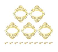 QUARKZMAN 5 Pcs Porta Etichette In Metallo 5.6x6.6cm Cornice Vintage Per Etichette Con Motivo Floreale E Pizzo Inclusi Per Scatole Di Archivio Cassetti Armadi Librerie Colore Oro