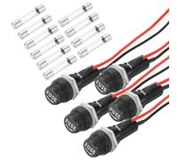 QUARKZMAN 5 Pcs Portafusibles De Panel 10/15A AC 125/250V 6 X 30mm Terminal De Fusible con Tapa Atornillable Y Fusibles De Vidrio De 5A con Cables Preesoldados