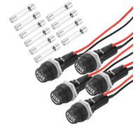 QUARKZMAN 5 Pcs Portalámparas Montaje En Panel, Portalámparas con Terminal Anillo Y Tapa Tornillo 6 X 30 Mm 10/15A DC 125/250V con Cables Presoldados Y Fusibles Tubo Vidrio 3A