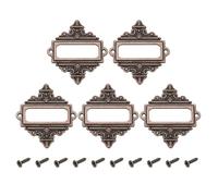 QUARKZMAN 5 Pezzi Porta Etichette In Metallo 5.5x6.2cm Cornice Vintage Per Etichette Con Motivo Floreale E Pizzi Con Per Scatole Archivio Cassetti Armadi Librerie Colore Bronzo