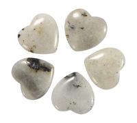 QUARKZMAN 5 Piezas Cristal Piedra Lunar En Forma De Corazón 2 Cm Piedras Pulidas Y Cristales Piedras Preciosas Pulidas Para Regalos De Mujeres Meditación Manualidades Decoración.