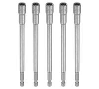 QUARKZMAN 5 Piezas De barrena Para Tuercas 8mm Métrica Casquillo De Impacto 1/4" Vástago Hexagonal 6" (150mm) Extra Casquillos De 6 Puntos CR-V De Pernos Para Taladros Eléctricos