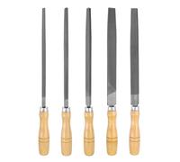 QUARKZMAN 5 Piezas De Juego De Lima 8" Dientes Finos Acero Al Alto Carbono Con Mango De Madera Cuadrada/Plana/Triangular/Media Caña/Redonda Para Esmerilado Pulido Grabado