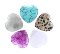 QUARKZMAN 5 Piezas de Piedras Naturales en Forma de Corazón de Cuarzo Morado, Piedras de Preocupación, Blanco, Verde, Negro, Blanco Negro, Piedra Lunar, Morado Claro