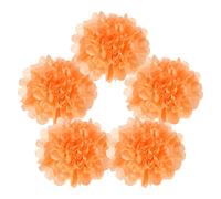 QUARKZMAN 5 Piezas de Pompones de Papel, Flores Decorativas 6 Pulgadas, Flores de Papel de Seda, para Fiestas de Cumpleaños, Bodas, Color Naranja