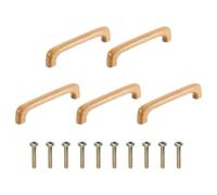 QUARKZMAN 5 Piezas De Tiradores Para Cajones De Madera, 96 mm/3.8" Distancia Entre Agujeros Tiradores En Forma De Puente De Madera De Haya Para Muebles De Cocina