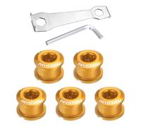 QUARKZMAN 5 Piezas De Tornillos De Plato M8 para Bicicleta De Aleación De Aluminio con Llaves para Bicicleta De Montaña Y Carretera Color Amarillo