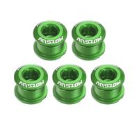 QUARKZMAN 5 Piezas De Tornillos para Plato M8 De Aleación De Aluminio para Bicicleta De Carretera O Montaña con Anillo De Cadena Simple Tuercas para Biela Tornillos para Plato Verde