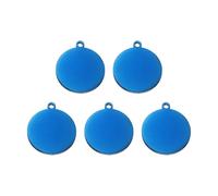 QUARKZMAN 5 Piezas Etiquetas Redondas De Acero Inoxidable 25mm Círculo Estampado Pulido Plaqueado En Blanco Con Agujero Externo Para Pulseras Artesanías Etiquetado Fabricación Azul