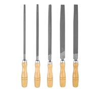 QUARKZMAN 5 Piezas Juego De Limas 8" Dientesnos Acero Alto Carbono Con Mango De Madera Cuadrada/Plana/Triangular/Media Caña/Redonda Para Pulido Y Grabado
