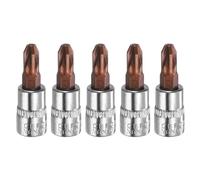 QUARKZMAN 5 Piezas PZ3 barrena Phillips Enchufe 1/4" Cuadrado Cruz S2 Y Acero CR-V Brocas Para Llave De Trinquete, Plateado Rojo