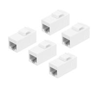 QUARKZMAN 5 Unidades Conector Ethernet Cat 6, Conectores RJ45 Cat6 Hembra A Hembra Adaptador Ethernet, Blanco, 15x32x22mm