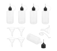 QUARKZMAN 5 unidades de Frasco Dispensador con Punta de Aguja, 50ml/1.69oz Frascos Aplicadores de Pegamento para Manualidades de Papel, Pintura, Aceites, Tinta (Negro, con 5 Embudos)