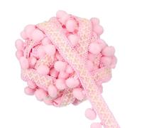 QUARKZMAN 5 Yardas De Fleco De Pompones, Cinta De Guirnalda De 12mm Para Coser Borlas Encaje Para Decoración De Ropa Cortinas Almohadas Hogar, Rosa Claro