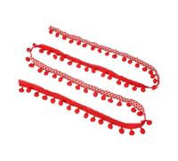 QUARKZMAN 5 Yardas De Fleco De Pompones, Cinta De Guirnalda De 12mm Para Coser En Ropa, Cortinas, Almohadas Y Decoración Del Hogar, Color Rojo