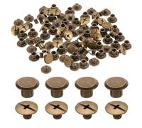 QUARKZMAN 50 Conjuntos M5 x 5mm Tornillos De Unión De Metal Con Cabeza Phillips Chicago Para Clavos De Poste Y Remaches DIY De Cinturones De Cuero, Bolsos, Encuadernación De Libros, Bronce