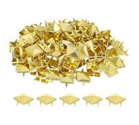 QUARKZMAN 50 Juegos de Remaches de Púas, 12x7.5mm, Pirámides, Remaches Rápidos, Tachuelas Cuadradas Punk para Artesanía en Cuero, Ropa, Cinturones, Bolsos, Zapatos, Tono Dorado